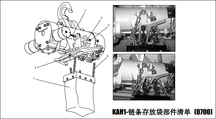 KHC氣動葫蘆鏈條放置袋部件清單